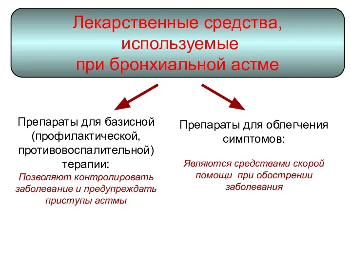 Препараты для базисной (профилактической, противовоспалительной) терапии: Позволяют контролировать заболевание и предупреждать приступы