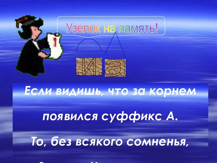 Если видишь, что за корнем появился суффикс А. То, без всякого сомненья,