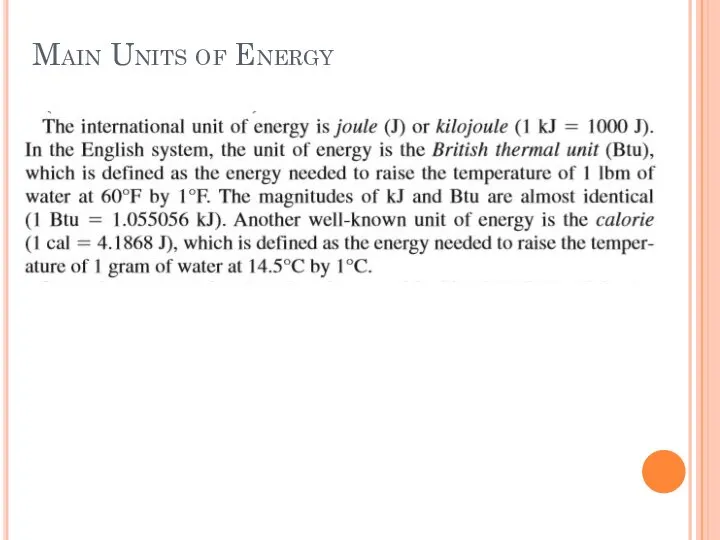 Main Units of Energy
