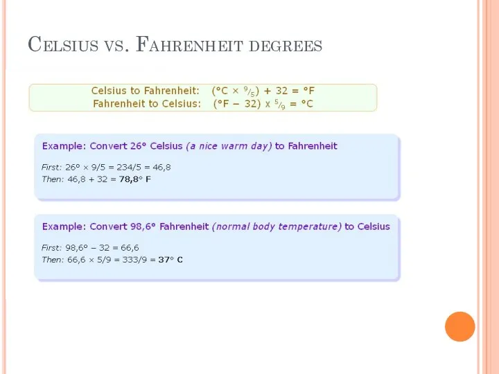 Celsius vs. Fahrenheit degrees