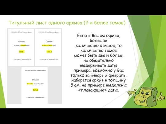 Если в Вашем офисе, большое количество отказов, то количество томов может быть