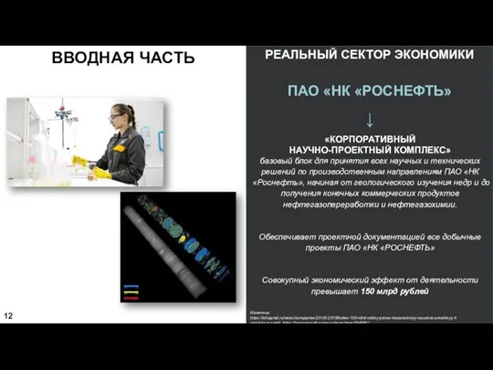 РЕАЛЬНЫЙ СЕКТОР ЭКОНОМИКИ ПАО «НК «РОСНЕФТЬ» «КОРПОРАТИВНЫЙ НАУЧНО-ПРОЕКТНЫЙ КОМПЛЕКС» базовый блок для