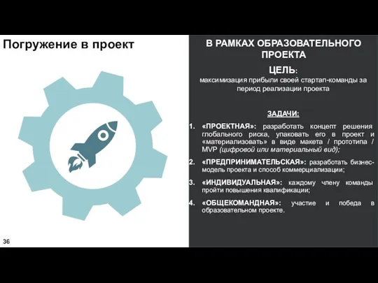 Погружение в проект В РАМКАХ ОБРАЗОВАТЕЛЬНОГО ПРОЕКТА ЦЕЛЬ: максимизация прибыли своей стартап-команды