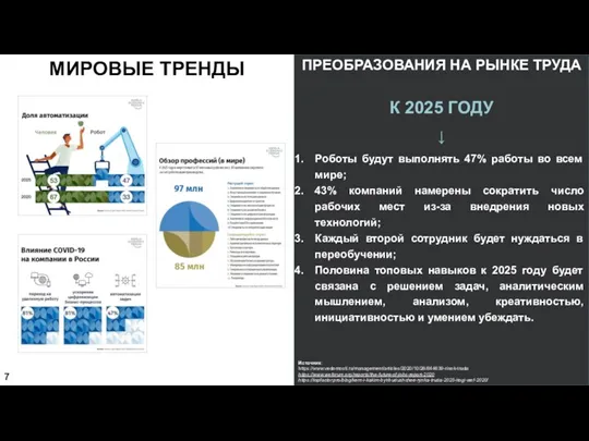 К 2025 ГОДУ ↓ Роботы будут выполнять 47% работы во всем мире;