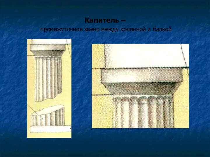 Капитель – промежуточное звено между колонной и балкой