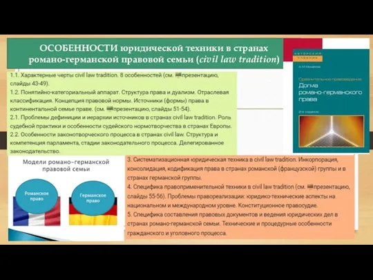 ОСОБЕННОСТИ юридической техники в странах романо-германской правовой семьи (civil law tradition)