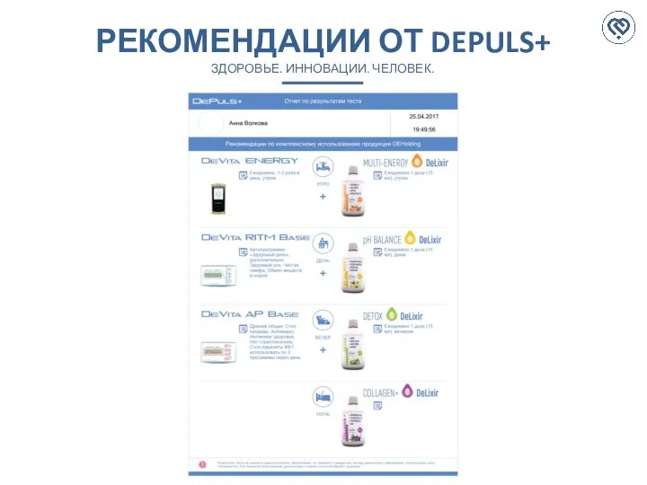 РЕКОМЕНДАЦИИ ОТ DEPULS+ ЗДОРОВЬЕ. ИННОВАЦИИ. ЧЕЛОВЕК.