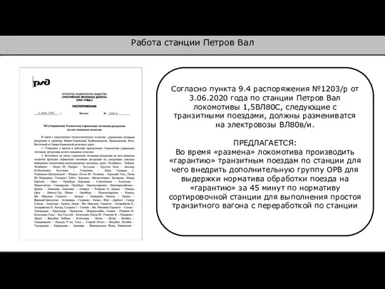 Работа станции Петров Вал Согласно пункта 9.4 распоряжения №1203/р от 3.06.2020 года