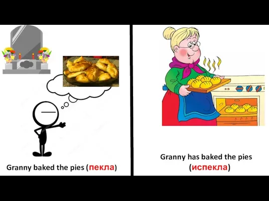 Granny has baked the pies (испекла) Granny baked the pies (пекла)