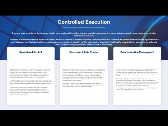 Controlled Execution Operational Control systems provide the framework on which organizational policies,