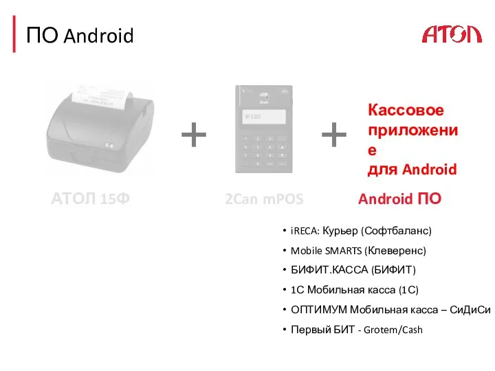 Кассовое приложение для Android ПО Android iRECA: Курьер (Софтбаланс) Mobile SMARTS (Клеверенс)