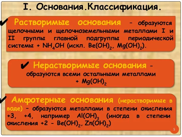 I. Основания.Классификация.