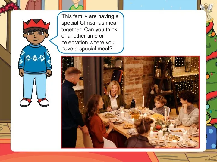 This family are having a special Christmas meal together. Can you think