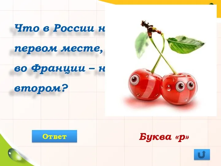 Что в России на первом месте, а во Франции – на втором? Буква «р» Ответ