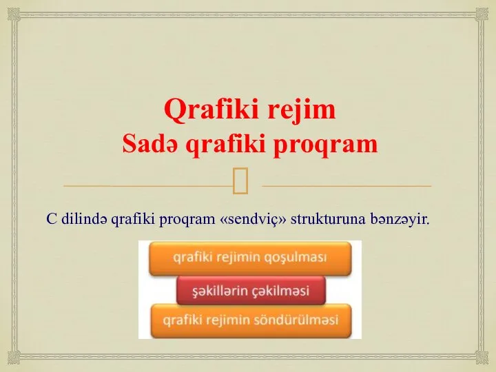 Qrafiki rejim Sadə qrafiki proqram C dilində qrafiki proqram «sendviç» strukturuna bənzəyir.
