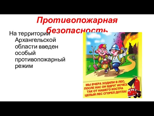 Противопожарная безопасность На территории Архангельской области введен особый противопожарный режим