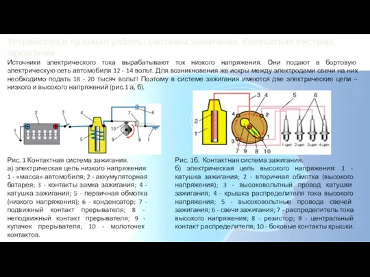 Устройство и принцип работы системы зажигания. Контактная система зажигания Источники электрического тока