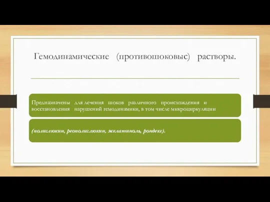 Гемодинамические (противошоковыс) растворы.