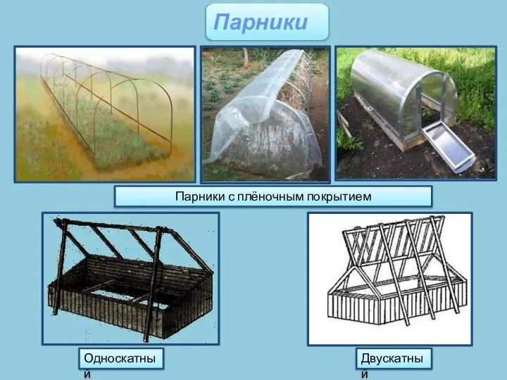 Парники Парники с плёночным покрытием Односкатный Двускатный