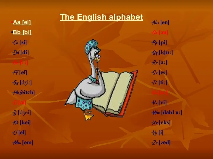 The English alphabet Aa [ei] Bb [bi] Cc [si] Dd [di] Ee