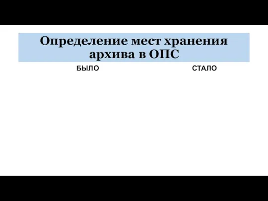 Определение мест хранения архива в ОПС БЫЛО СТАЛО