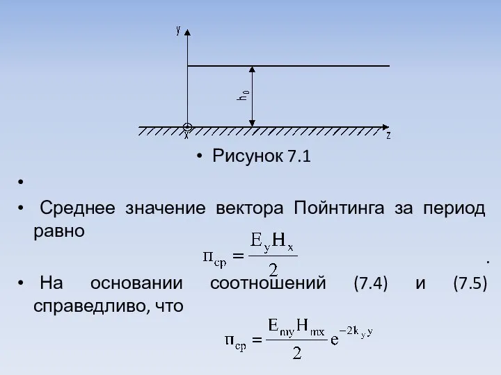Рисунок 7.1 Среднее значение вектора Пойнтинга за период равно . На основании
