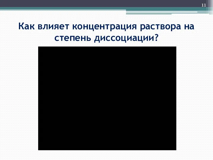 Как влияет концентрация раствора на степень диссоциации?