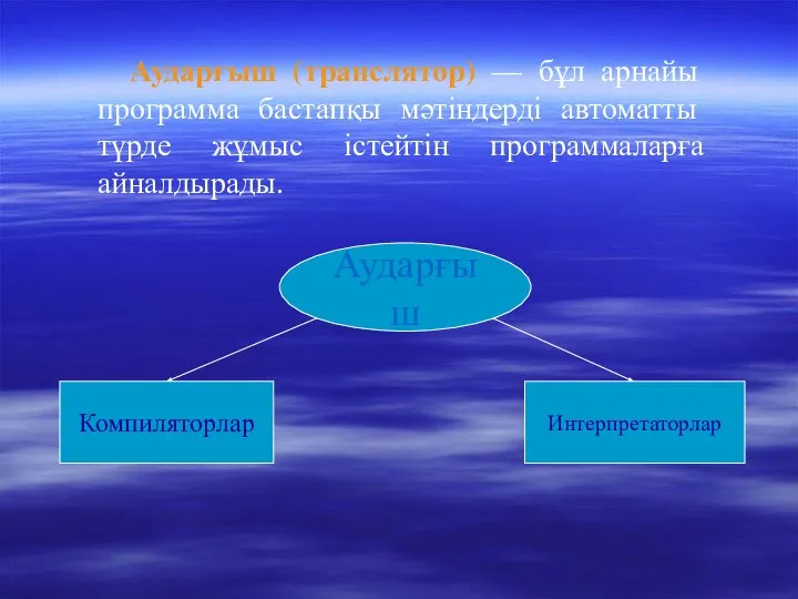 Аударғыш (транслятор) — бұл арнайы программа бастапқы мәтіндерді автоматты түрде жұмыс істейтін