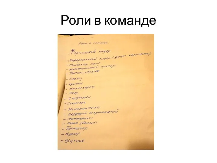 Роли в команде