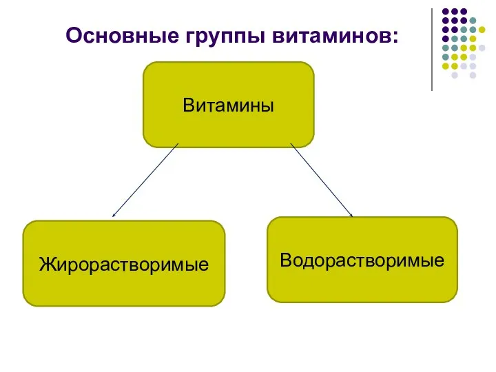 Основные группы витаминов: Жирорастворимые Водорастворимые Витамины