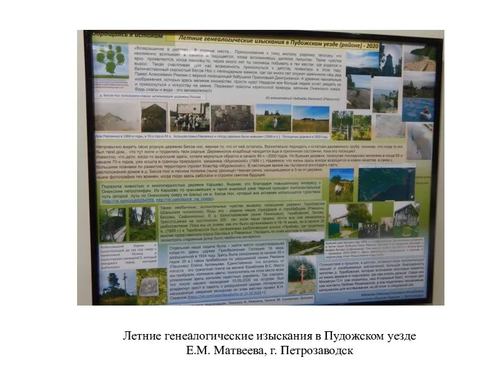 Летние генеалогические изыскания в Пудожском уезде Е.М. Матвеева, г. Петрозаводск