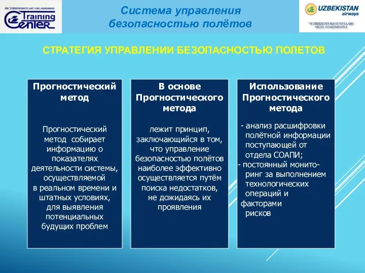 В основе Прогностического метода лежит принцип, заключающийся в том, что управление безопасностью