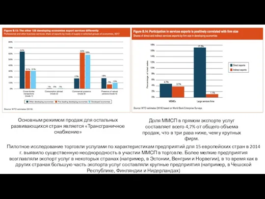 Основным режимом продаж для остальных развивающихся стран является «Трансграничное снабжение» Доля ММСП