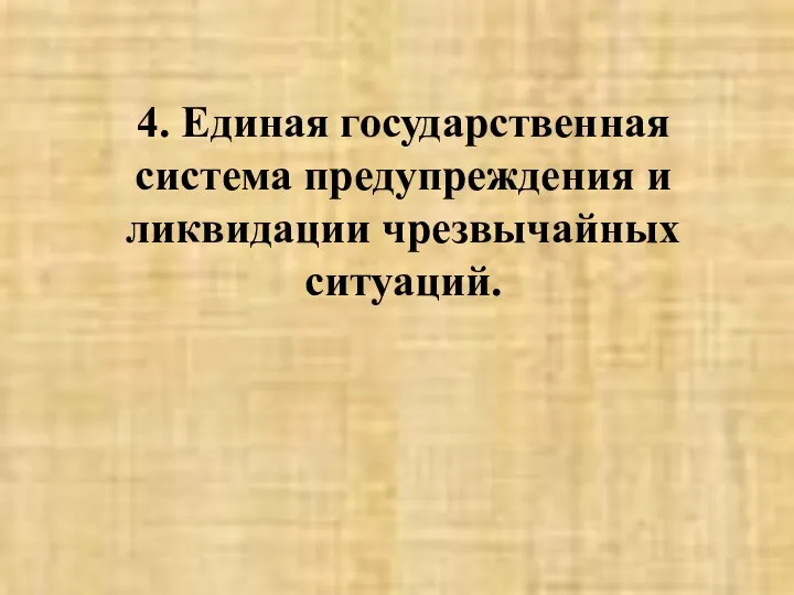 4. Единая государственная система предупреждения и ликвидации чрезвычайных ситуаций.