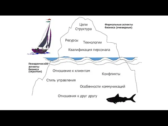 Цели Структура Отношение к клиентам Технологии Квалификация персонала Формальные аспекты бизнеса (очевидные)