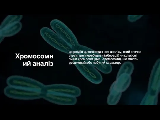 Хромосомний аналіз це розділ цитогенетичного аналізу, який вивчає структурні перебудови (аберації) чи