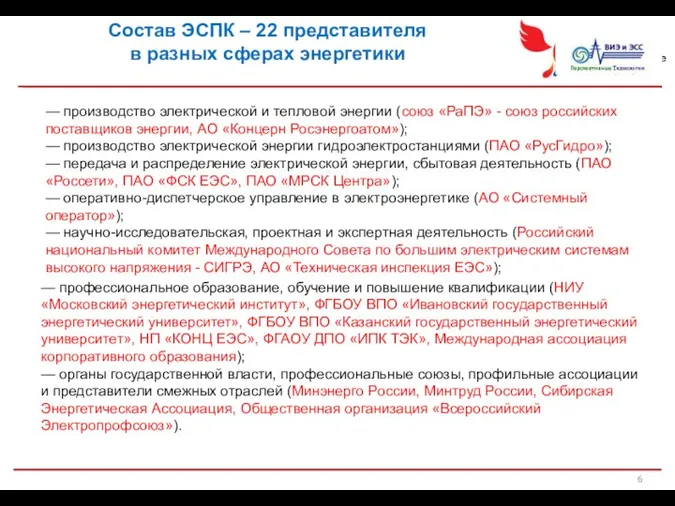 — производство электрической и тепловой энергии (союз «РаПЭ» - союз российских поставщиков