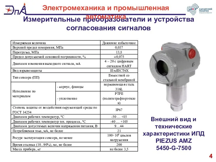 Измерительные преобразователи и устройства согласования сигналов 4 Электромеханика и промышленная автоматика Внешний