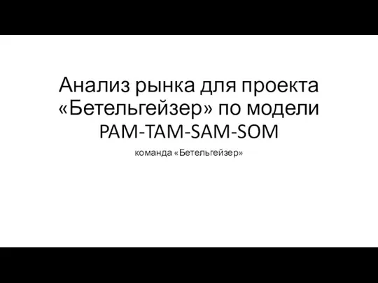 Анализ рынка для проекта «Бетельгейзер» по модели PAM-TAM-SAM-SOM команда «Бетельгейзер»