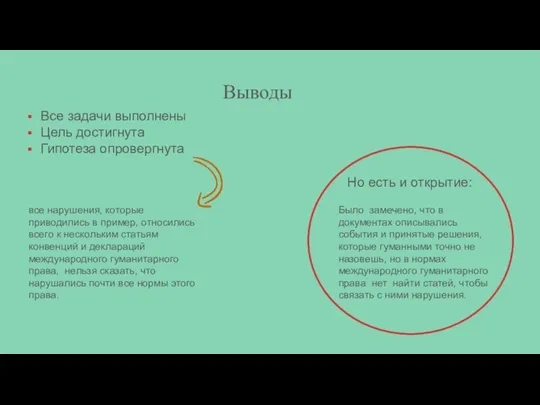 Все задачи выполнены Цель достигнута Гипотеза опровергнута Выводы все нарушения, которые приводились