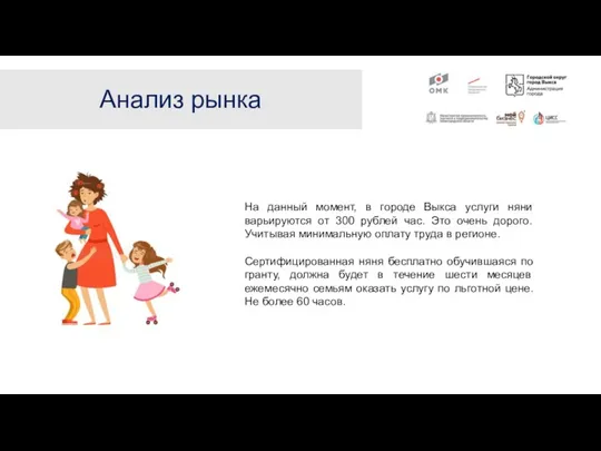 Анализ рынка На данный момент, в городе Выкса услуги няни варьируются от