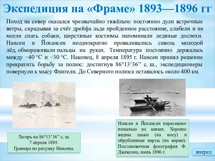 Экспедиция на «Фраме» 1893—1896 гг Лагерь на 86°13’36’’ с. ш. 7 апреля