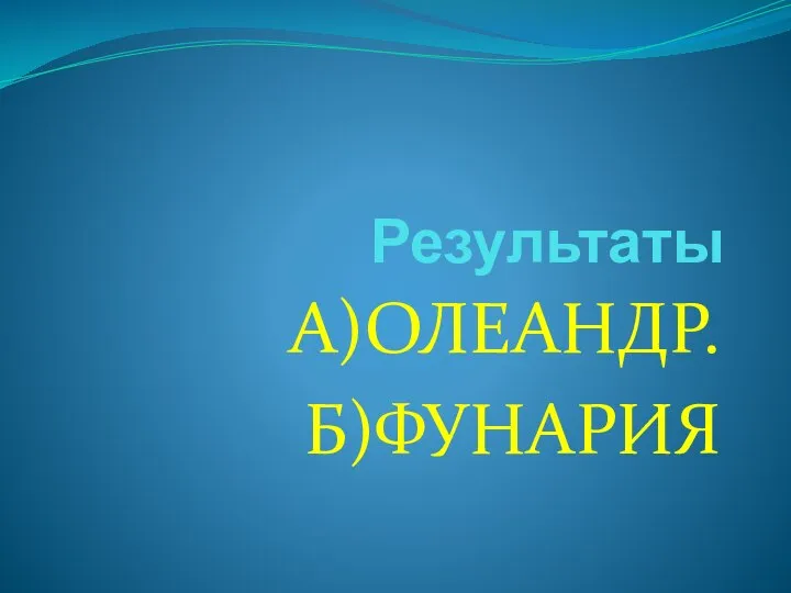 Результаты А)ОЛЕАНДР. Б)ФУНАРИЯ