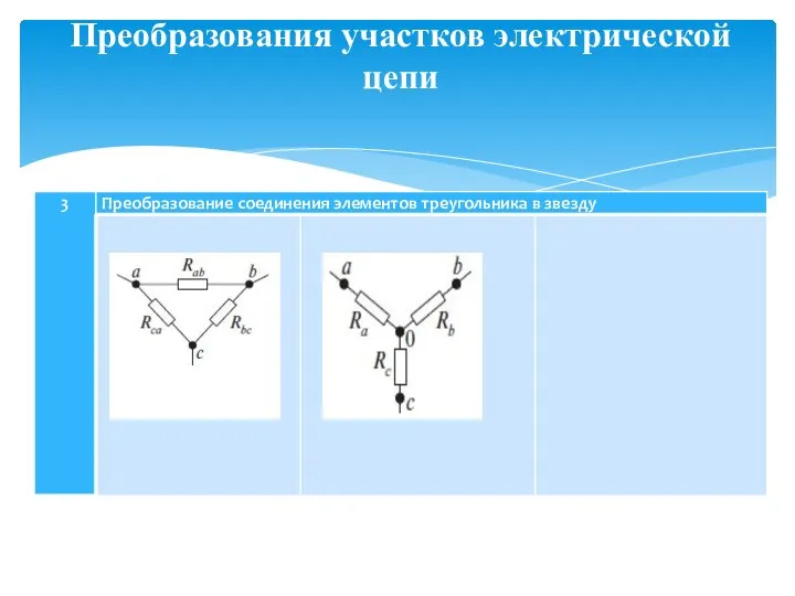 Преобразования участков электрической цепи