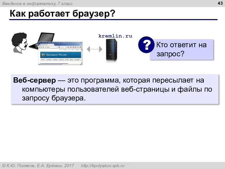 Как работает браузер? Веб-сервер — это программа, которая пересылает на компьютеры пользователей