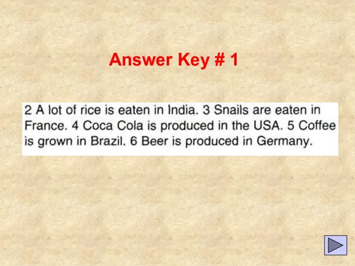 Answer Key # 1