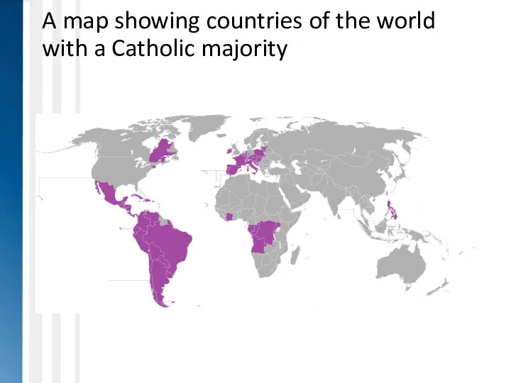 A map showing countries of the world with a Catholic majority