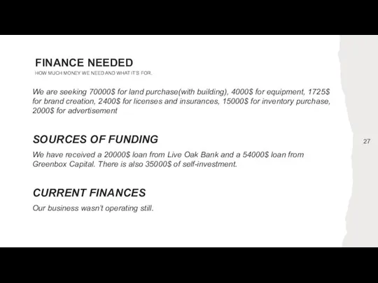 FINANCE NEEDED HOW MUCH MONEY WE NEED AND WHAT IT’S FOR. We