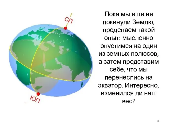 Пока мы еще не покинули Землю, проделаем такой опыт: мысленно опустимся на