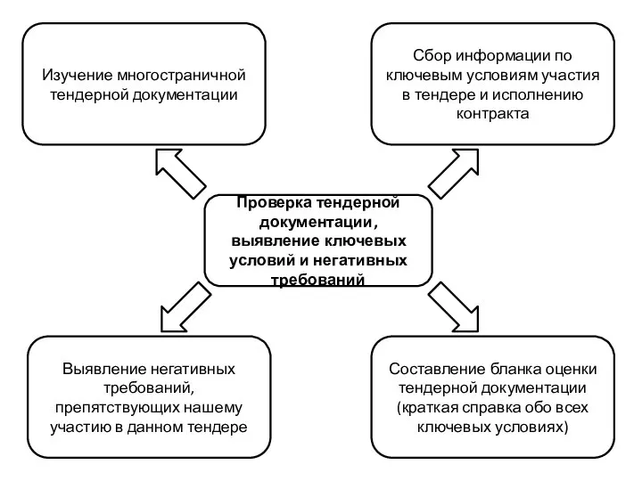 Проверка тендерной документации, выявление ключевых условий и негативных требований Изучение многостраничной тендерной